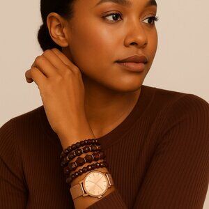 Aeropostale Rose Gold Watch & Bracelet Set – Gift Box (Battery Included)